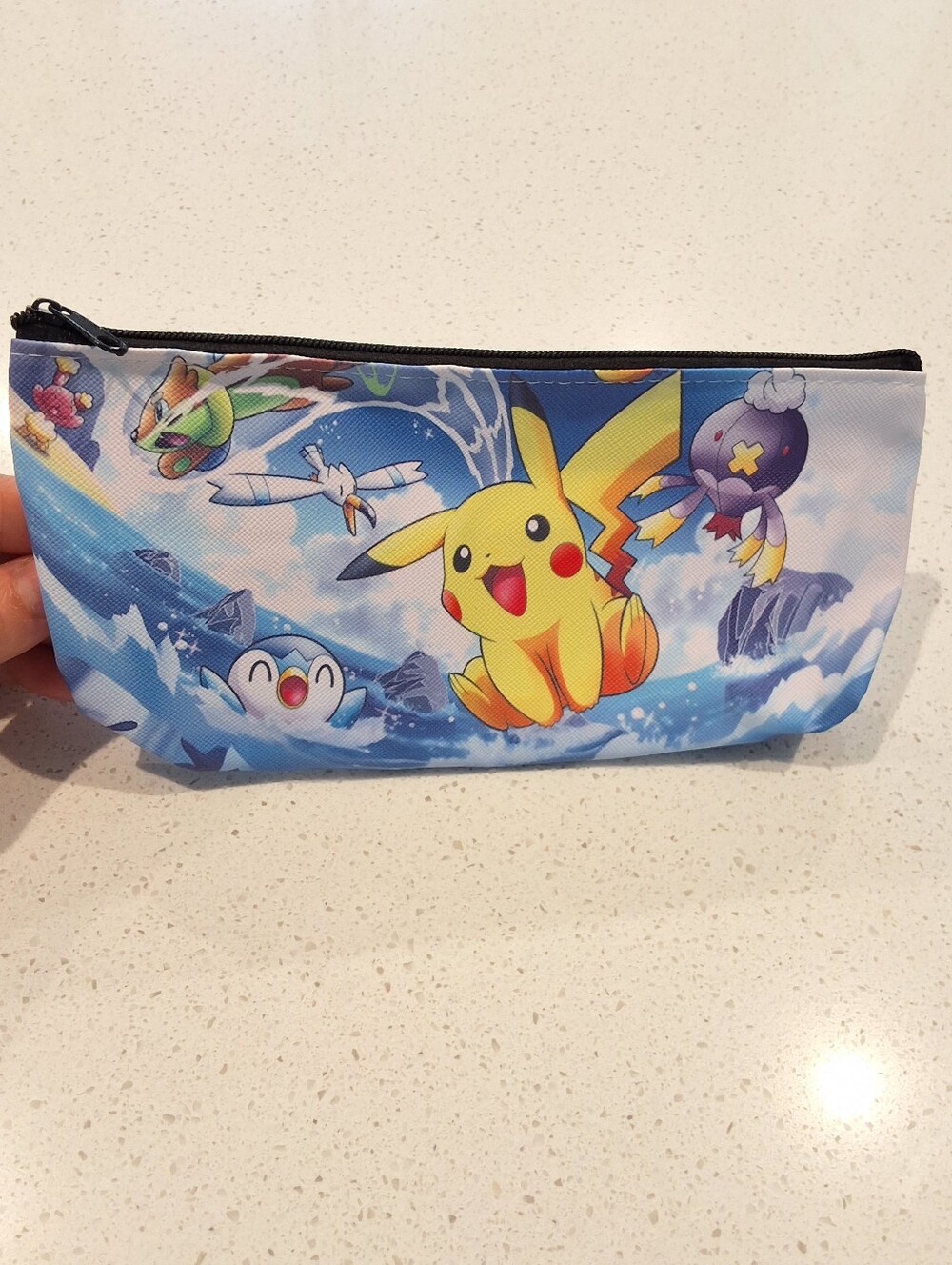 Pokémon Pikachu Blue Cosmetic Makeup Bag Pencil Pouch Double Sided, NEW